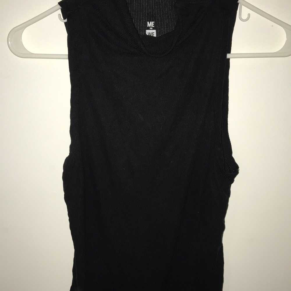 Black turtleneck sleeveless top